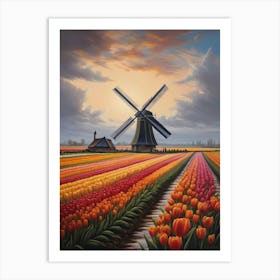 Tulip Field Netherland Landscape Art Print