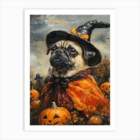 Halloween Pugs In Oil 5 Art Print