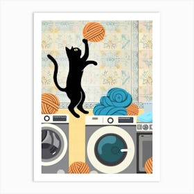 Cat In The Washing Machine Art Print