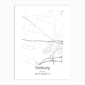 Dieburg,Germany Minimalist Map Art Print