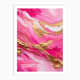 Pink And Gold Abstract Painting Art Print