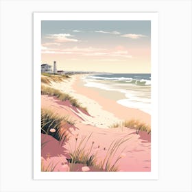 An Illustration In Pink Tones Of Outer Banks Beach North Carolina 2 Art Print