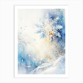 Frost, Snowflakes, Storybook Watercolours 4 Art Print