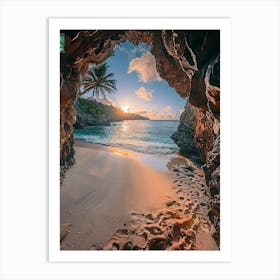 Sunset At The Cave Art Print