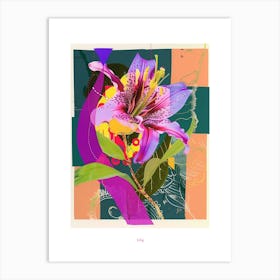 Lily 2 Neon Flower Collage Poster Art Print