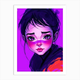 Girl With Purple Eyes Art Print