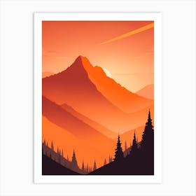 Misty Mountains Vertical Composition In Orange Tone 11 Art Print