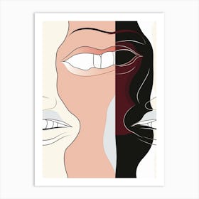 Minimalist Peach Face Line Illustration Art Print