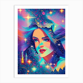 Fantasy Girl In Space 2 Art Print