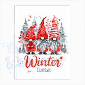 Winter Time Gnomes 1 Art Print