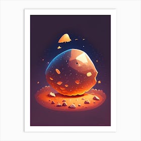 Meteorite Kawaii Kids Space Art Print