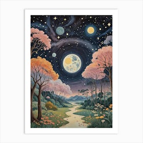 Fantasy Moonlight Forest Art Print