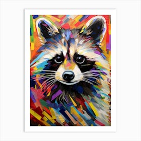 A Playful Raccoon In The Style Of Jasper Johns 2 Art Print