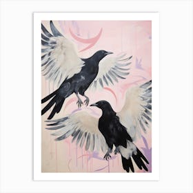 Pink Ethereal Bird Painting Raven 2 Art Print