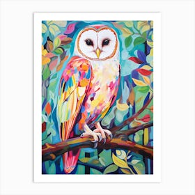 Colourful Bird Painting Barn Owl 2 Art Print