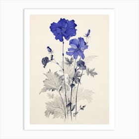 Blue Botanical Lilac 1 Art Print