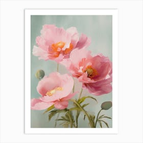 Peonies Flowers Acrylic Painting In Pastel Colours 4 Art Print