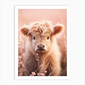 Fluffy Baby Pink Highland Cow 3 Art Print