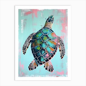 Sea Turtle On A Pastel Background Art Print