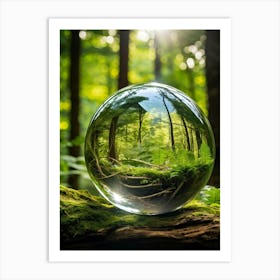 Crystal Clear Sphere Of Earth Suspended In A Lush Forest Setting Sunlight Filtering Through The Can (2) 2 Art Print