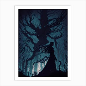 Wanderer in the dark forest Art Print