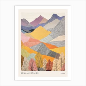 Beinn An Dothaidh Scotland Colourful Mountain Illustration Poster Art Print