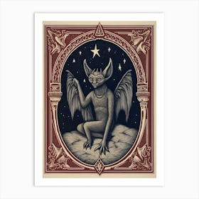 Vintage Gargoyle Tarot Card Art Print
