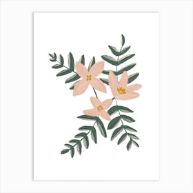 Green And Pink Flowers Art Print