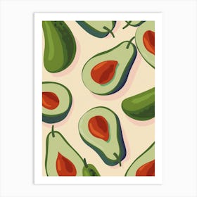 Avocado Pattern Illustration 3 Art Print