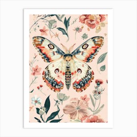 Pink Butterflies William Morris Style 10 Art Print