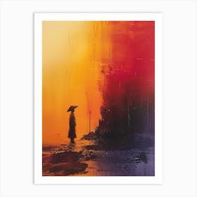 Asian Woman In Front Of Sunset Art Print