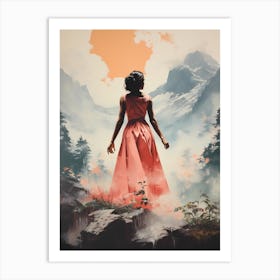 Girl In A Red Dress Art Print