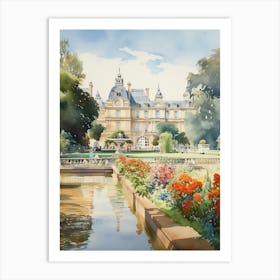 Luxembourg Gardens France Watercolour Painting 1  Art Print