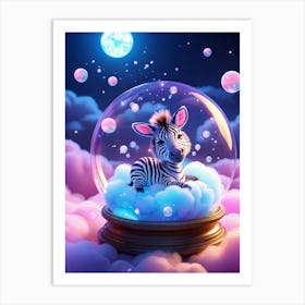 Zebra In A Glass Ball Art Print