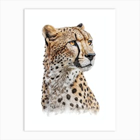 Cheetah Watercolor Painting Portrait Art Print