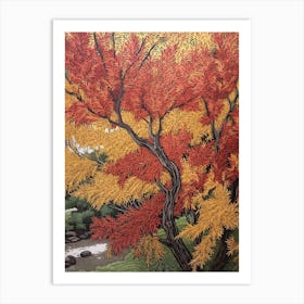 Bebbs Willow 3 Vintage Autumn Tree Print  Art Print