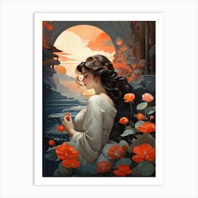 Girl With Flowers 7 Art Print