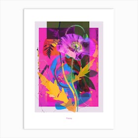Poppy 1 Neon Flower Collage Poster Art Print