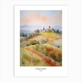 Tuscany Italy Watercolour Travel Poster 3 Art Print