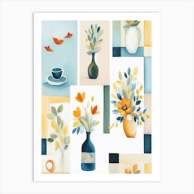 Vases And Flowers Art Print