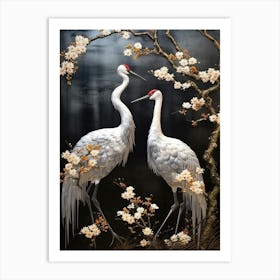 Crane Tsuru Japanese Style Illustration 4 Art Print
