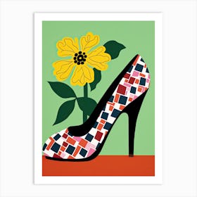 A Woman's Journey in Floral Footwear 1 Art Print