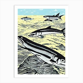 Barracuda Linocut Art Print