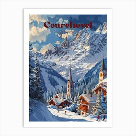 Courchevel France Snowy Digital Travel Art Art Print