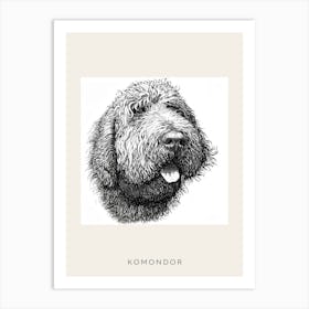 Komondor Dog Line Sketch 2 Poster Art Print