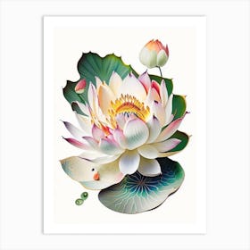 Lotus Flower Petals Decoupage 4 Art Print