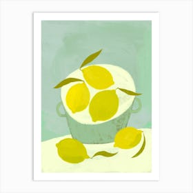 Summer Still Life With Yellow Lemons Fruits Art Print