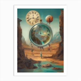 Clock In The Desert 5 Art Print