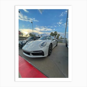 White Porsche 911 Art Print