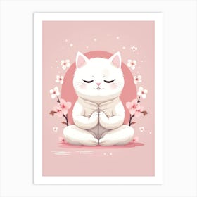 Kawaii Cat Drawings Meditating 4 Art Print
